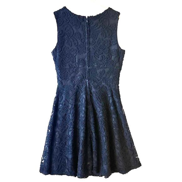 Tiana B Fit & Flare Dress Womens Sz 6 Navy Floral Lace Elegant Party Career Work - Picture 2 of 12